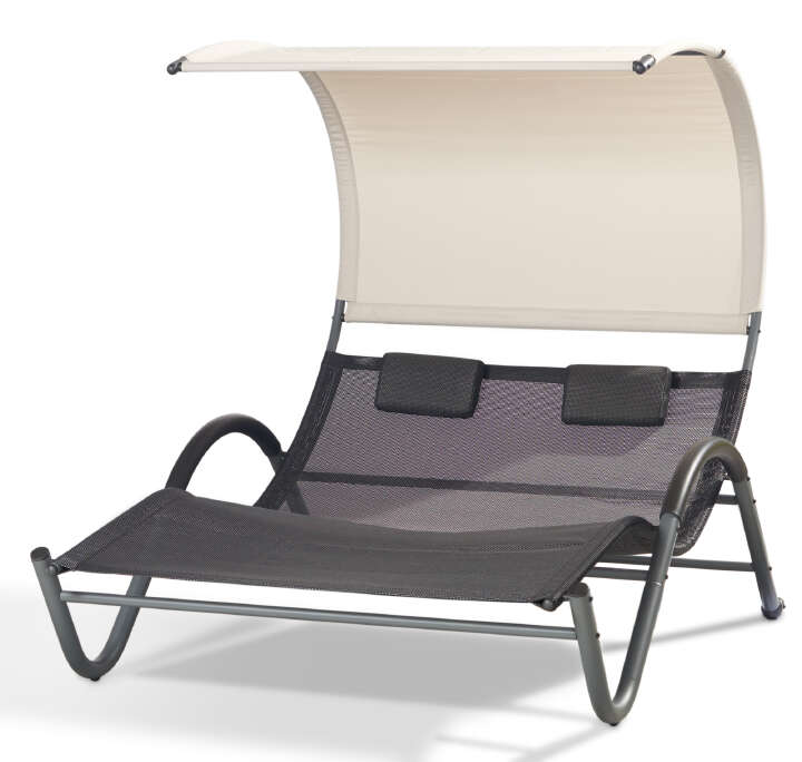 LECO Doppelliege "Modern" mit Sonnendach